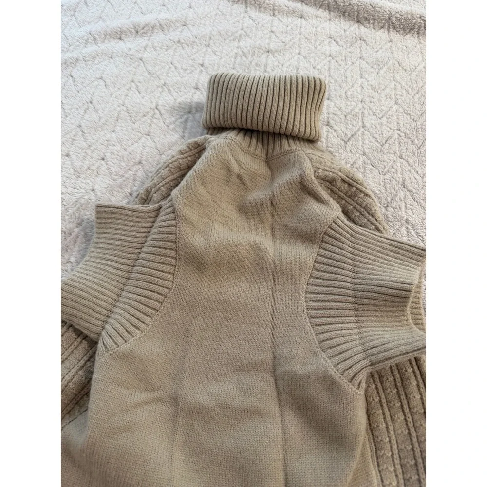 Asenku Dog Sweater Tan Cable Knit Turtleneck Pet Apparel Size 2XL NEW